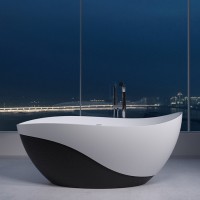 Double Color Solid Surface Bathtub Artificial Stone Bath Tub